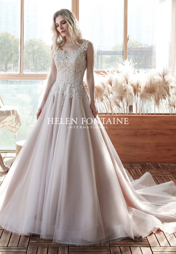 peplum gown with lace