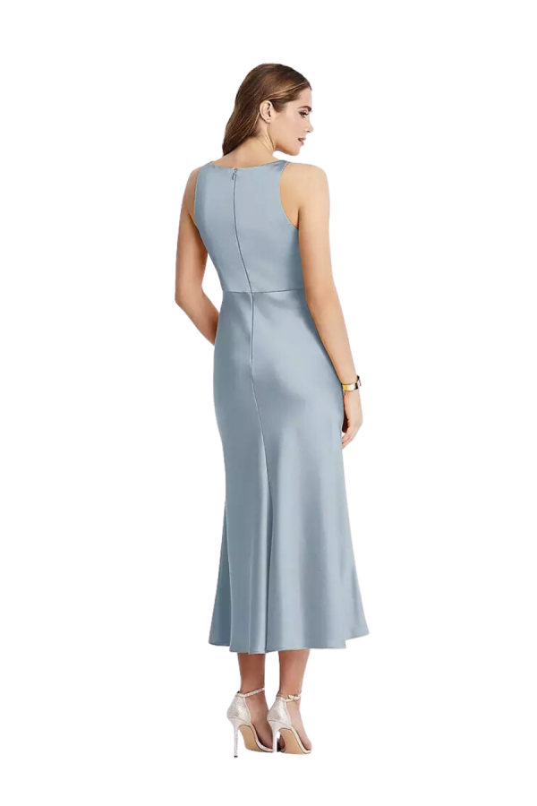 Beautiful Lux Carmeuse satin bias cut midi dress with cowl neck. Style LB003 suitable for Mothers of the Bride/Groom & other special occasions.